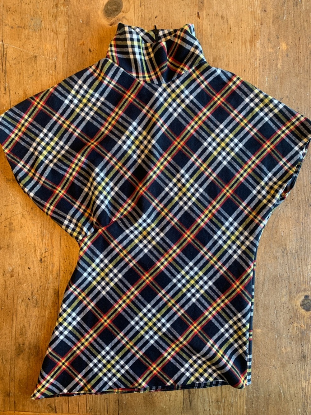 Zara Woman Black Plaid Top with Yellow and Red Accents - Picture 12 of 16
